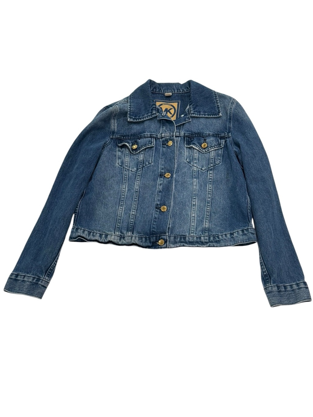 Michael Kors Women’s Blue Denim Jean Jacket with Gold Buttons Size Medium